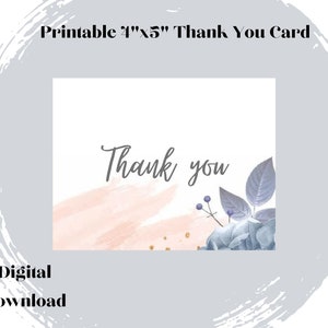 Printable Flower Thank You Card Template, Wedding Thank You, Engagement Thank You, INSTANT DOWNLOAD