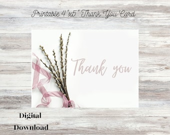 Modelo de cartão de agradecimento de flores para impressão, casamento, noivado, bebê, presente DOWNLOAD INSTANTÂNEO