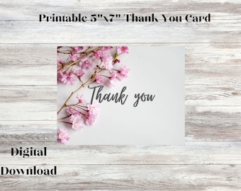 Modelo de cartão de agradecimento de flores para impressão, obrigado de casamento, obrigado de noivado, obrigado de chá de bebê, DOWNLOAD INSTANTÂNEO