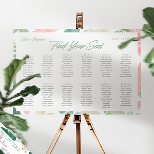 ELLA Printable Seating Chart Poster Template, Pink Summer Flowers ...