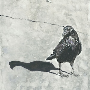 Raven/Crow named - Eldred Old Counsel -- Giclee print of original watercolor painting