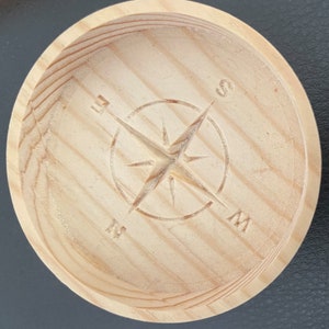 Pine tray/coaster with compass engraving. Set of (4) four.