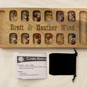 Mancala - African stone game board made to order and can be customized with name engraving.