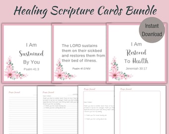 Healing Scripture Cards Bundle| Healing Affirmation Cards| Prayer Journal Page|Printable|Downloadable|PDF