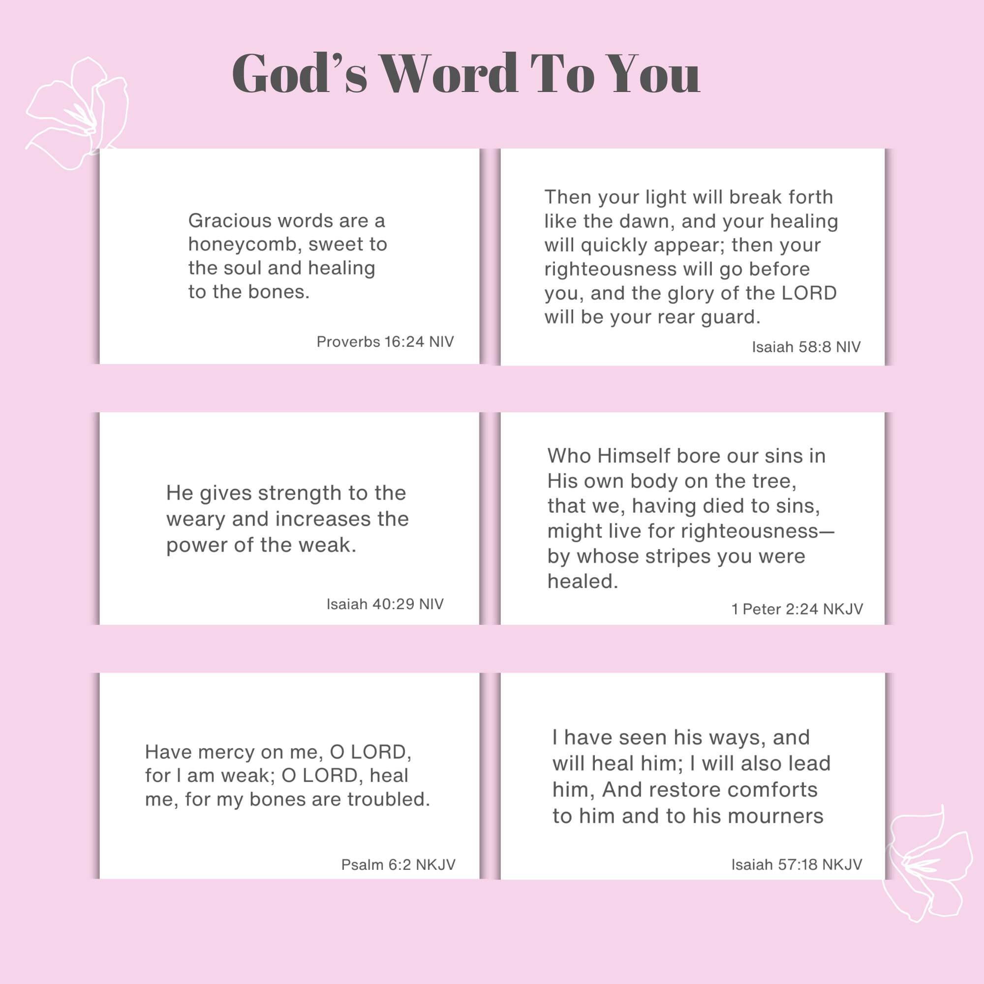 30 Healing Printable Scripture Cards | Minimalist| Healing Bible Verse ...