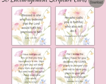 30 Printable Scripture Cards For Encouragement | Inspirational Bible Verse Cards| Prayer Cards | Prayer Journal |Comfort Cards