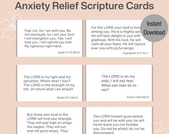 30 Anxiety Relief Printable Scripture Cards| Minimalist Bible Verse Cards| Encouragement Cards| Mental Health| Comfort Cards| Self Care| PDF