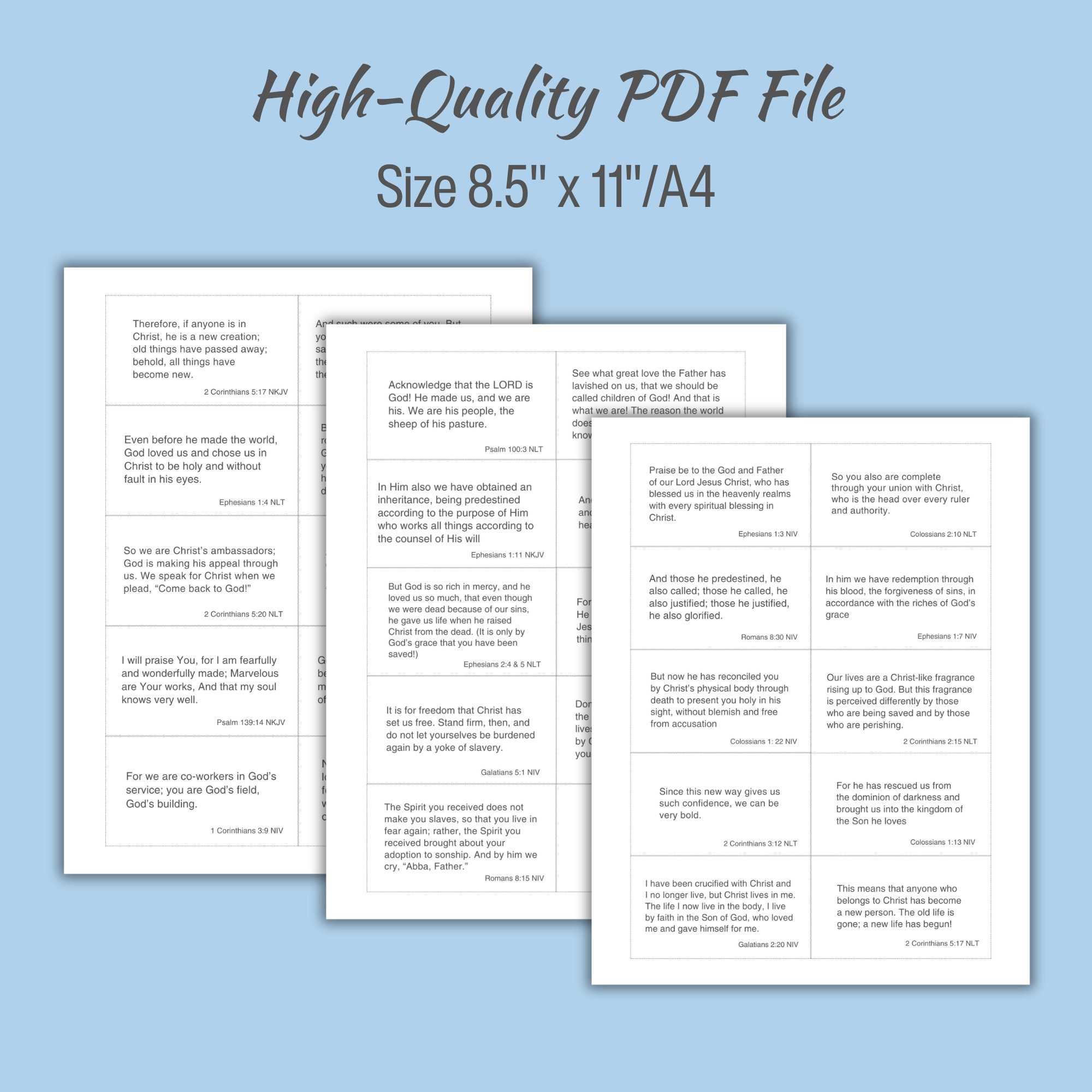 30 Printable Identity in Christ Scripture Cards |bible Verse Cards ...