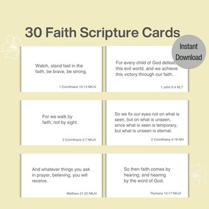30 cartes bibliques imprimables pour grandir dans votre foi | Minimaliste| Versets bibliques | Cartes d'encouragement| Téléchargement instantané | Cartes de prière| PDF