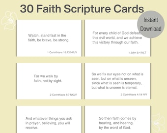 30 Printable Scripture Cards To Grow Your Faith| Minimalist| Bible Verse Cards | Encouragement Cards| Instant Download | Prayer Cards| PDF