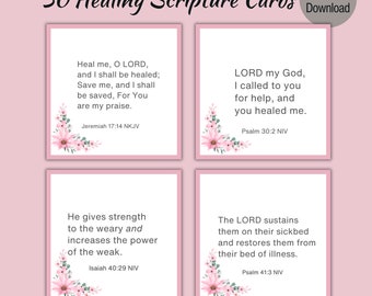 30 Healing Scripture Cards| Printable Scripture Cards | Healing Bible Verses | Prayer Journal | Prayer Cards | Comfort Cards | Faith Cards