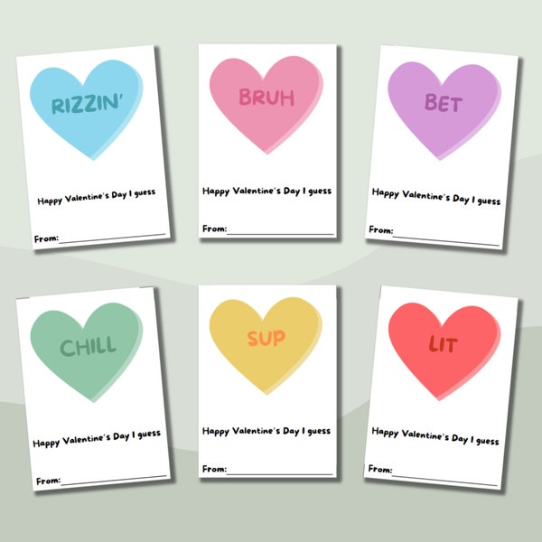 Bruh Valentine, Classroom Valentines card, Boys Funny Valentine, Tween Preteen Teen Printable Valentines Card, Conversation Candy Hearts