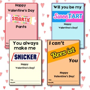 Candy Pun Kids Valentine Card, Valentines Day card set, Valentines for Kids Classroom, Kids Valentine, Printable Valentine, School Valentine