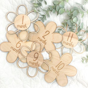 Jalons mensuels Daisy | Marqueur d'étape mensuel | Jalons mensuels gravés | Cartes d'étape de bébé | Jalons bohèmes