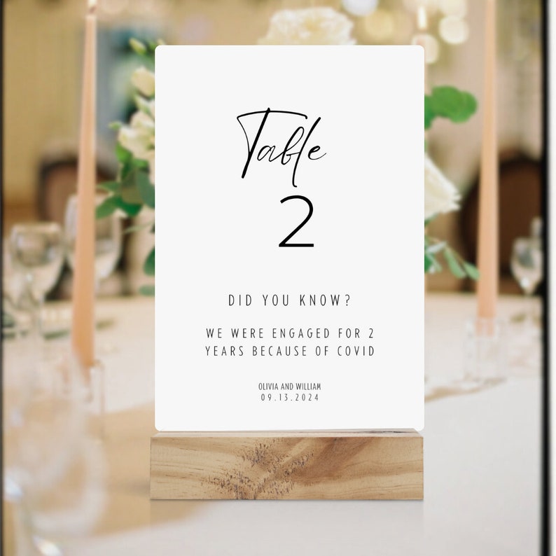 Fun Facts Table Numbers Template 4x6 and 5x7, Table Wedding Decor ...