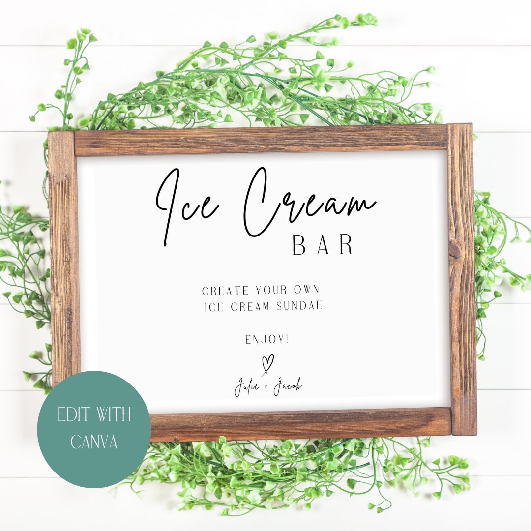 Ice Cream Bar Sign Template INSTANT DOWNLOAD Sundae Bar Sign Minimalist ...