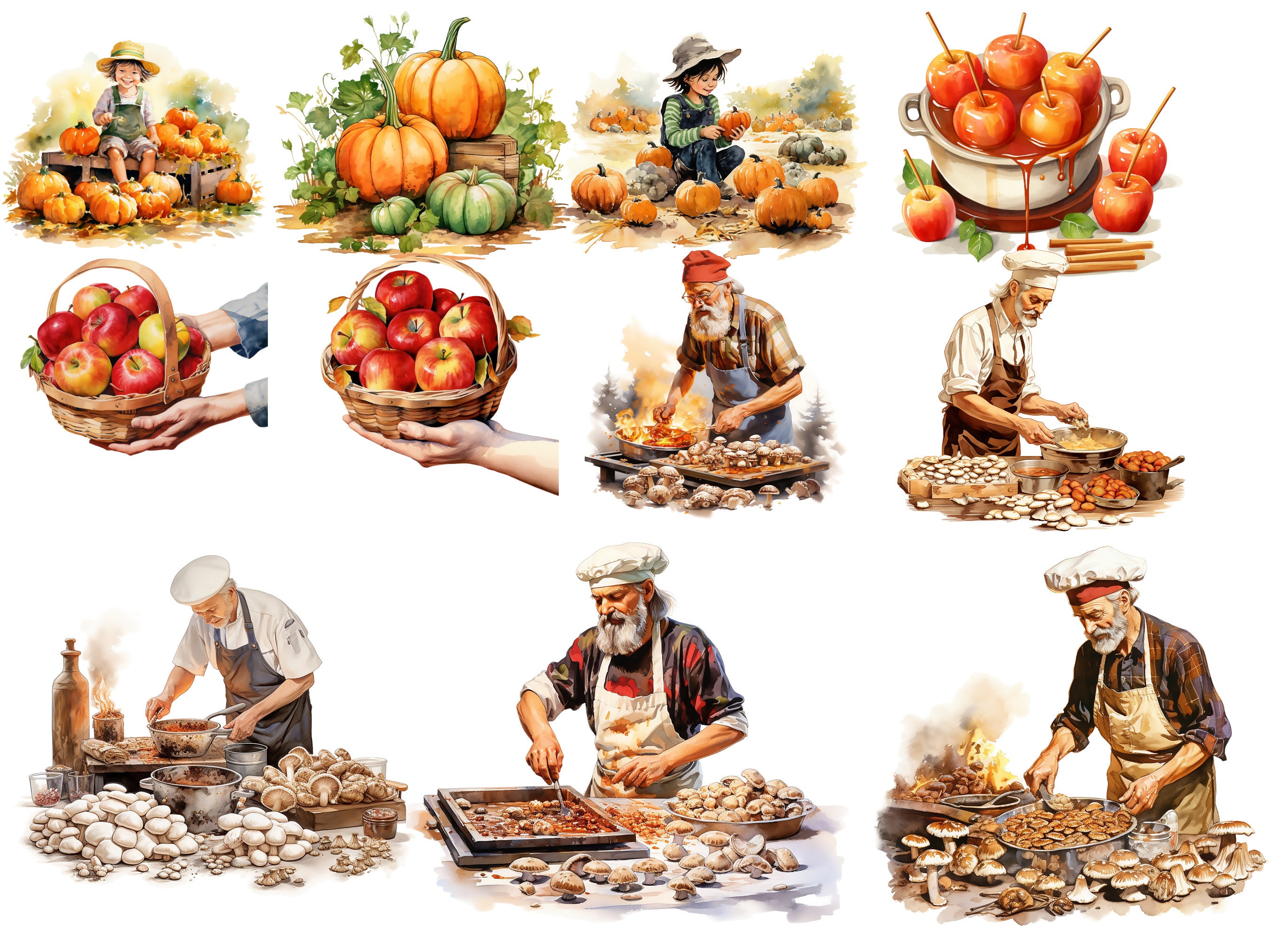 Baker Fall Activities Clipart Watercolor Autumn Cozy Vibes Etsy UK