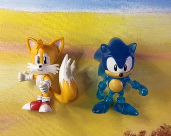 Rare Tomy Sonic The Hedgehog Classic Sonic Clear Action SEGA Figure And Tails