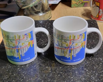 Tazza da caffè NY New York City Transit Hudson River City Merchandising X 2 tazze