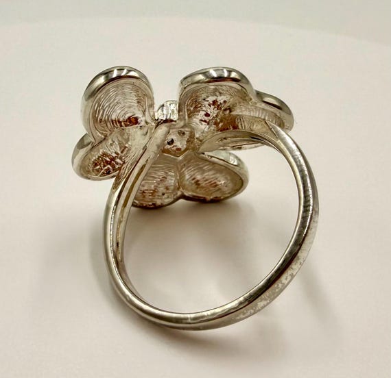Sterling Silver 925 Flower Statement Ring Size 8.… - image 3