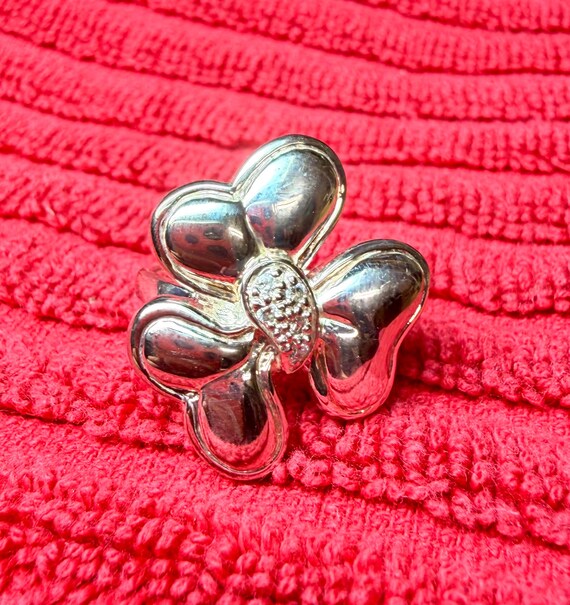 Sterling Silver 925 Flower Statement Ring Size 8.… - image 5