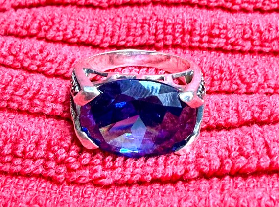 Large Blue Stone Statement Ring | 925 Sterling Si… - image 6