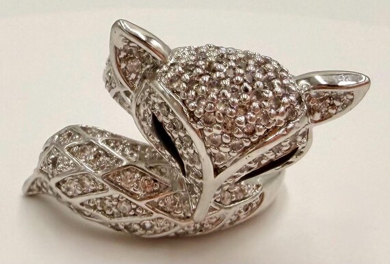 Silver Tone Fox Wrap Statement Ring Size 10.5 Pav… - image 4