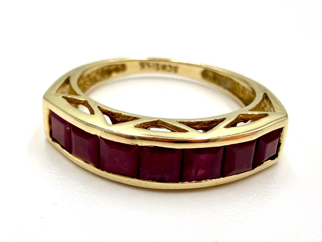 14K Gold Ruby Channel Set Band Ring Size 5 SCBS - Etsy