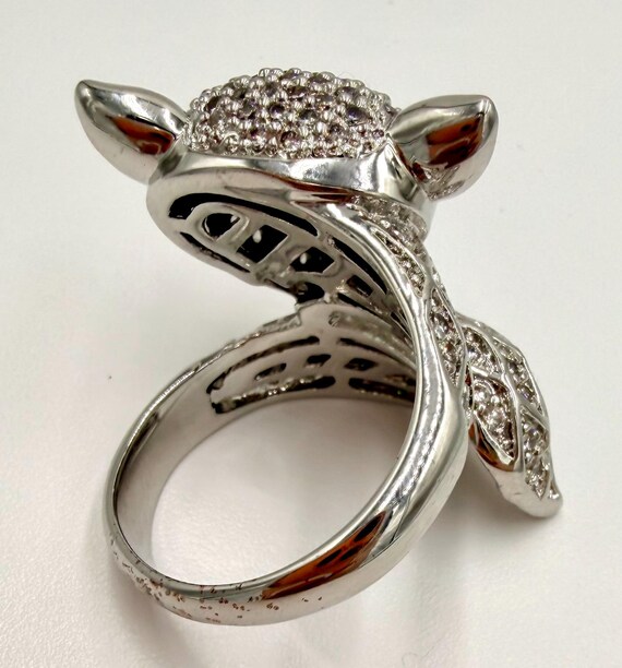 Silver Tone Fox Wrap Statement Ring Size 10.5 Pav… - image 8