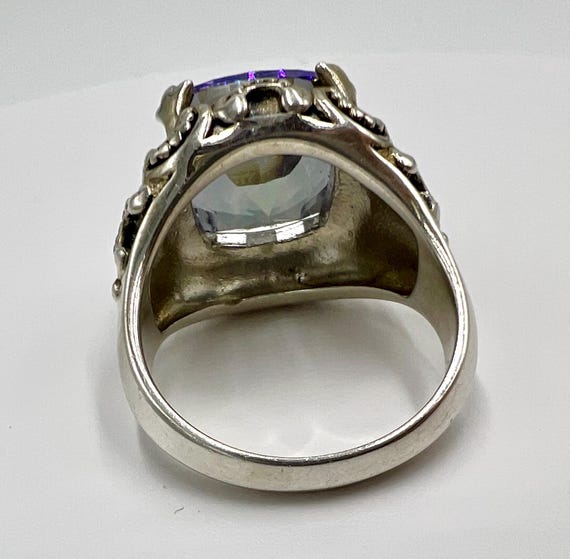 Sterling Silver Statement Ring with Purple Cushio… - image 4