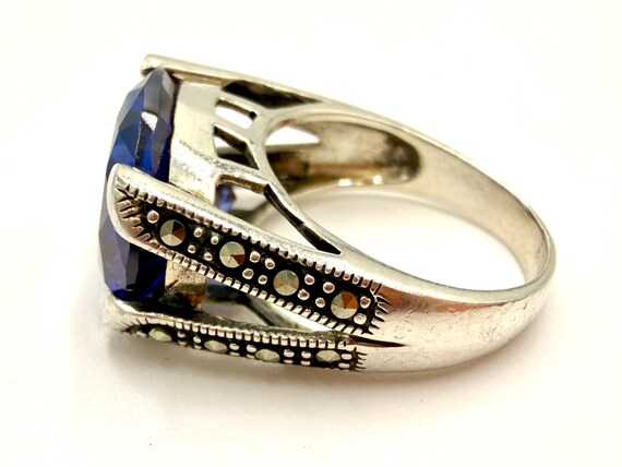 Large Blue Stone Statement Ring | 925 Sterling Si… - image 4