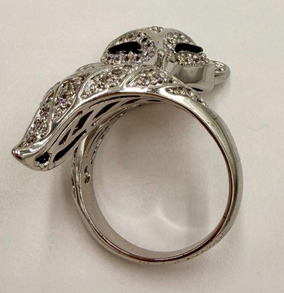 Silver Tone Fox Wrap Statement Ring Size 10.5 Pav… - image 6