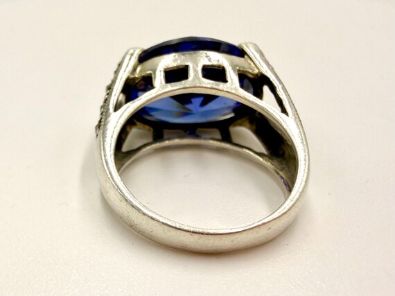 Large Blue Stone Statement Ring | 925 Sterling Si… - image 3