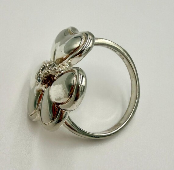 Sterling Silver 925 Flower Statement Ring Size 8.… - image 4