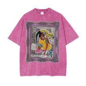 JMOND0Z WRLD Maximalist Vintage Stone-Washed T-Shirt | Collage-Inspired Pop Art | Inspiring Quotes Shadow Pink frame