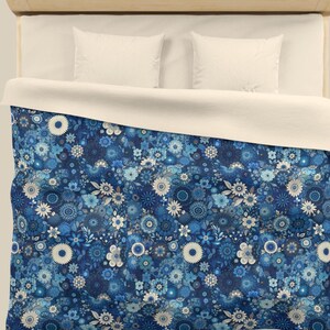 Floral Microfiber Duvet Cover, Cozy Home Bedding, ditzy floral Blue Cover, Bedroom Decor, Gift for Her, Modern Home Accessories