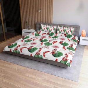 Japanese Koi Fish Duvet Cover: Asian Bedroom Decor, Wildlife Theme