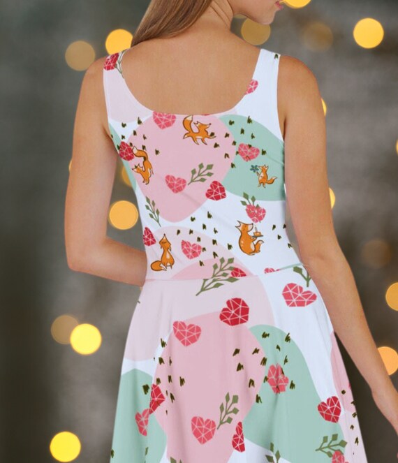 fox skater dress Fox Print Skater Dress: Sleeveless Summer Dress