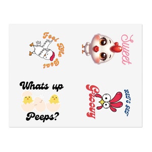 Hoja de pegatinas Calcomanías de pollo Calcomanías para computadora Calcomanías divertidas de pollo Calcomanías de carta de Pascua Regalo para esposa Calcomanías para esposo