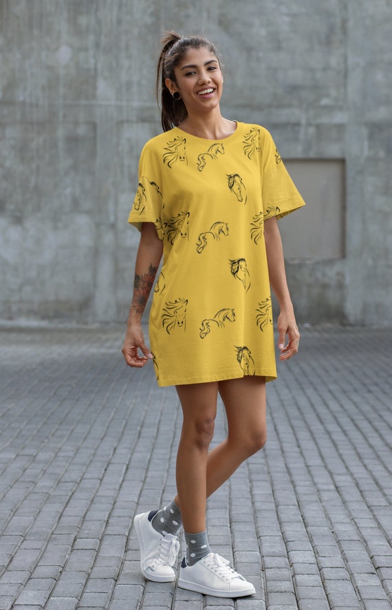 horse print shirt dress Horse Print Shirt Dress Ivory / 3XL