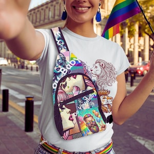 Retro crossbody Pride bag for him LGTBQ gift for they them gift for her colorful bag