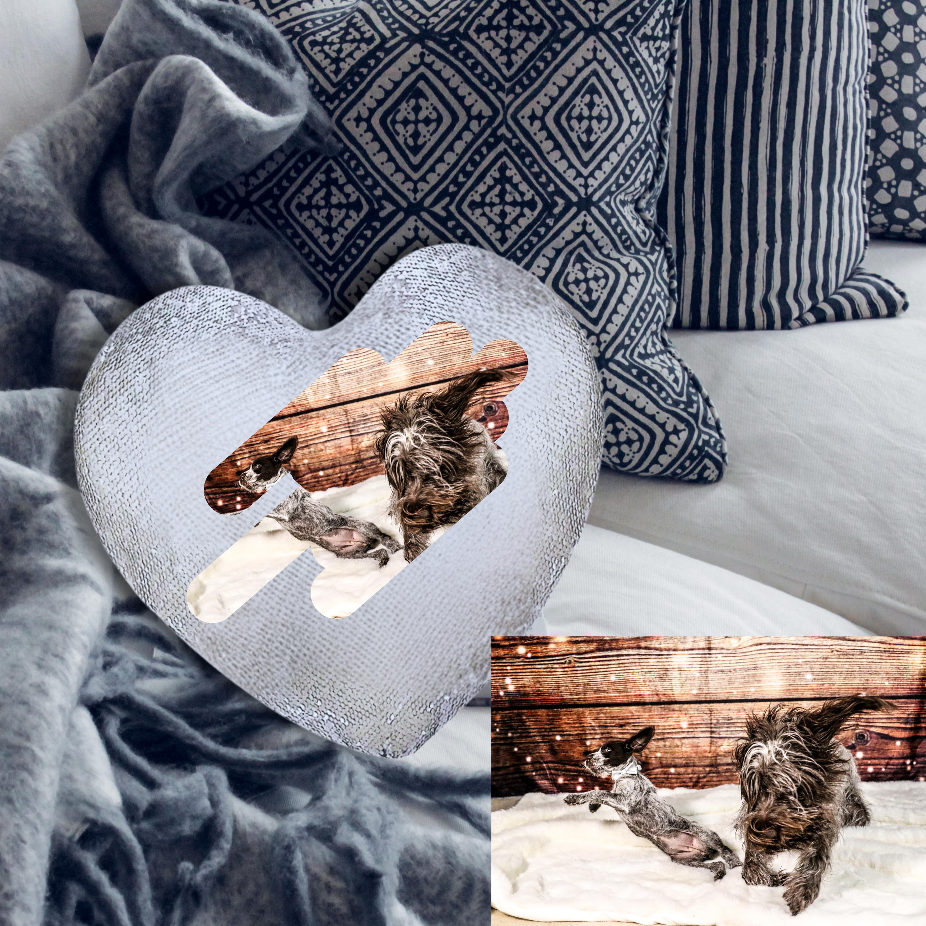 Pillow With Photo Insert Custom Heart Magic Sequin Pillow With