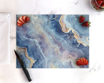 Blue Marble Tempered Glass Cutting Board (15.75" x 11.5")