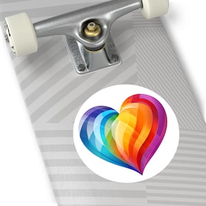 Rainbow Heart Vinyl Sticker: Water Bottle, Laptop, Skateboard Decal