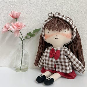 Handmade  Doll  14” Fabric Rag Doll – One of a Kind Gift for Girls or Collectors – Cute soft Toy. Personalised Doll, Unique Birthday Present