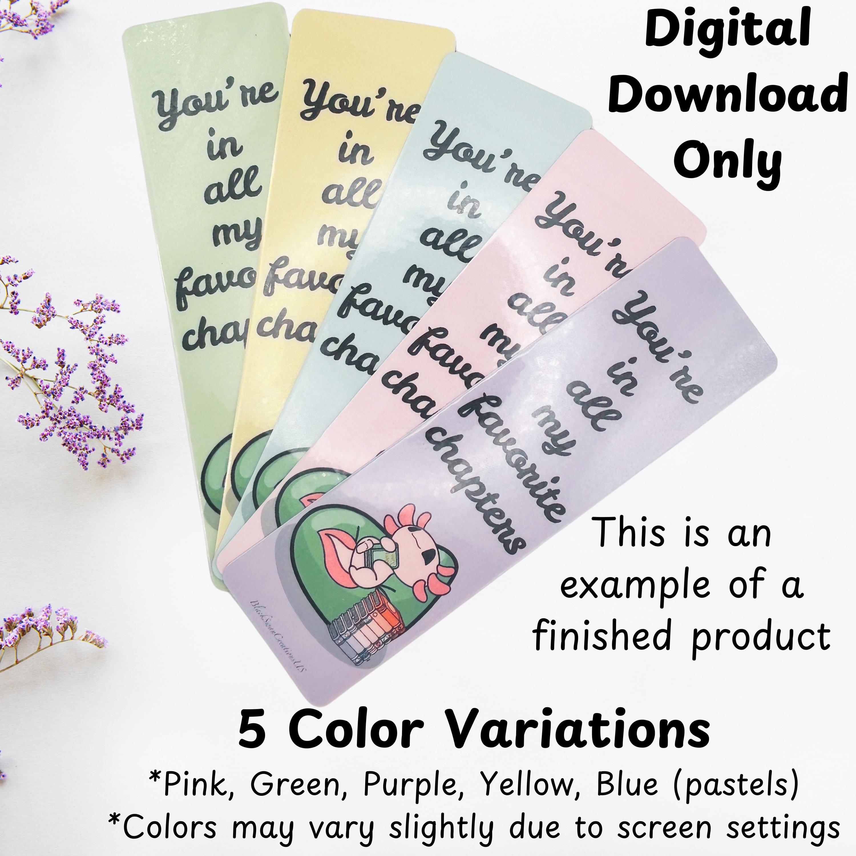 Digital Download Bookish Chibi Axolotl Bookmark - Book Themed Favorite ...