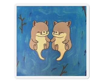 Otters Die-Cut Magnet - Cute Otters Magnet - Cute Otters Die-Cut Magnet