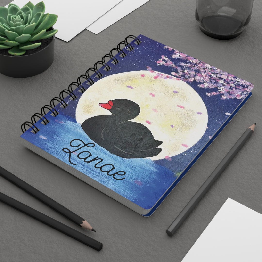 Personalized Chibi Swan Notebook: Kawaii Full Moon Journal - Etsy