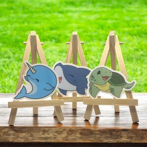 Adorable Chibi Sea Animal Sticker Set - Cute Kawaii Shark Turtle Narwhal Decal Cutecore Hand Drawn Ocean Critters Stylized Cartoony Phone