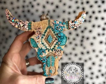 Geode Bull Skull - Blue Freshie | Handmade Car Accessory | Gift